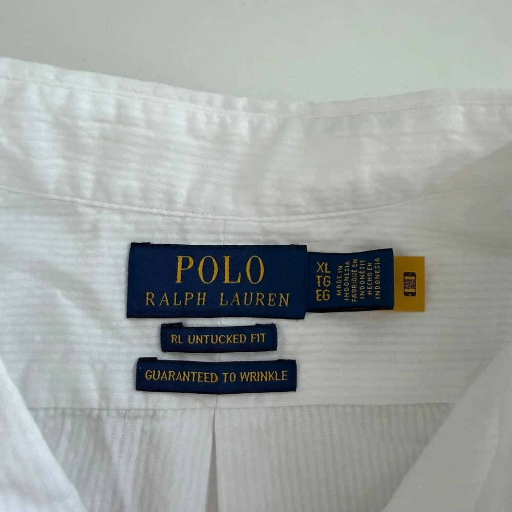 Polo Ralph Lauren RL Untucked Fit White Seersucker Short Sleeve Men XL NWT